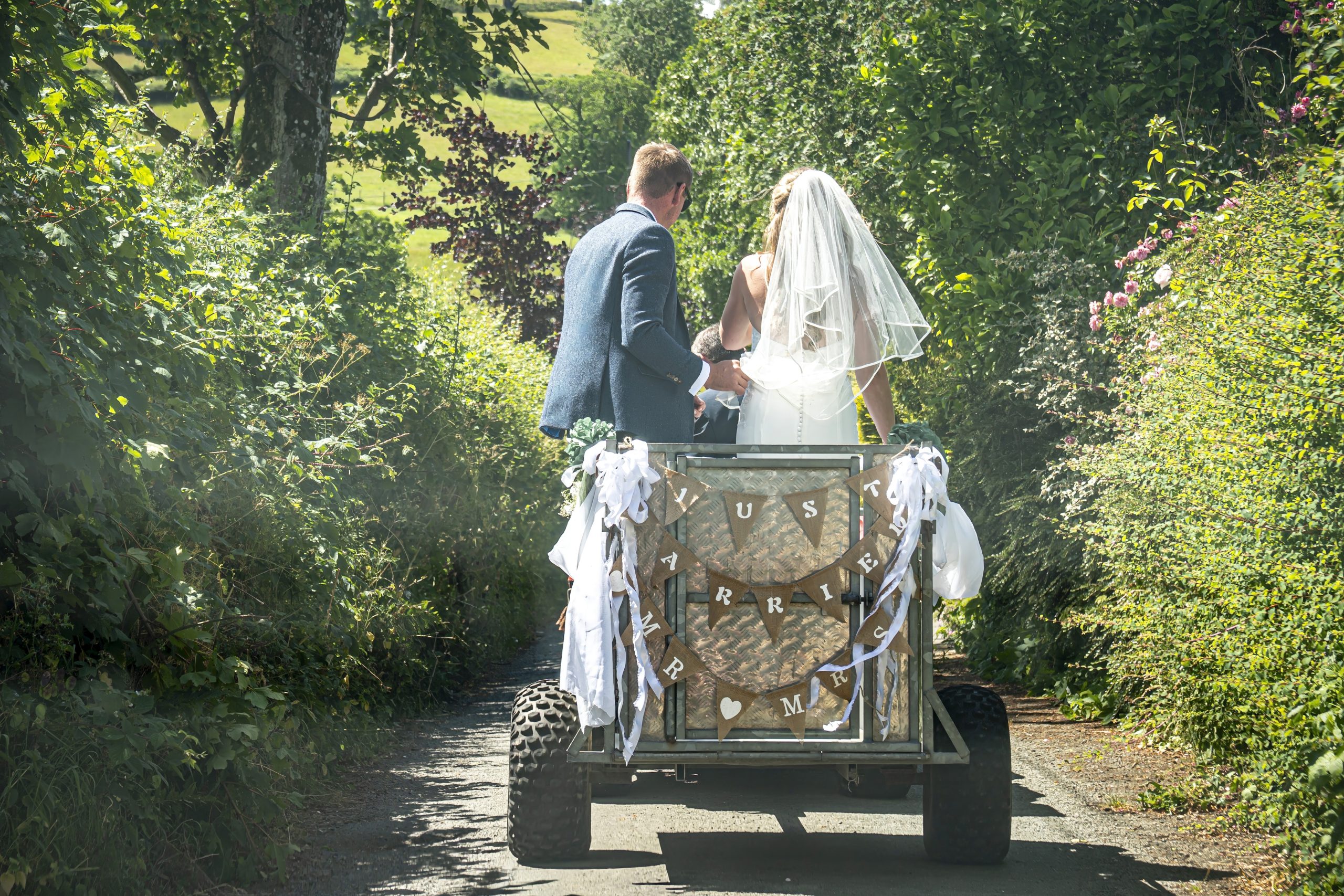 Bride and Groom going from church